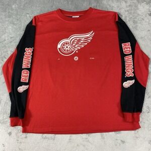 Vintage Detroit Red Wings Shirt Mens XL‎ Yzerman Thermal Knit Long Sleeve Hockey